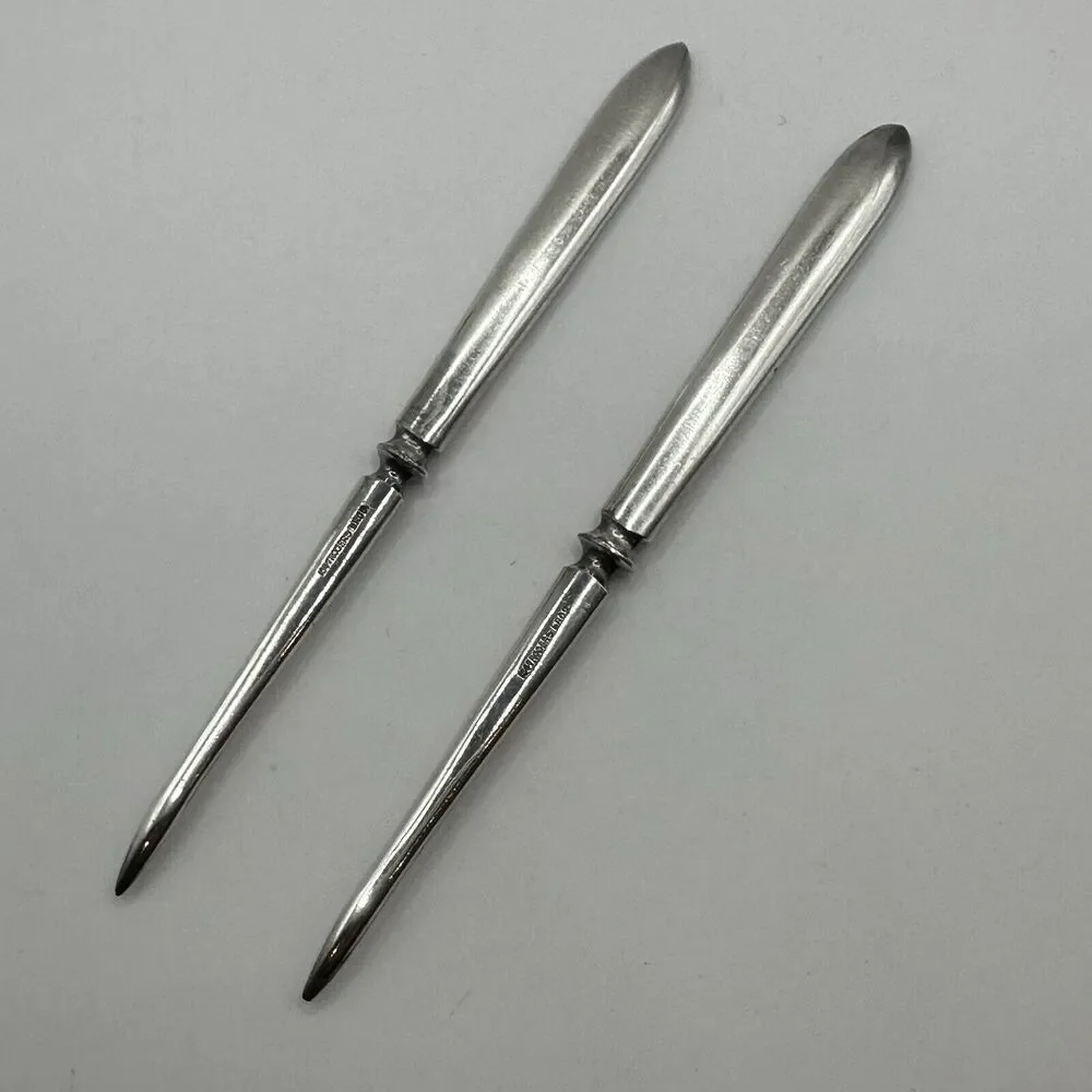 WM Rogers and Son Silver Nut Picks 5” Collectible Vintage Antique Set Of 2